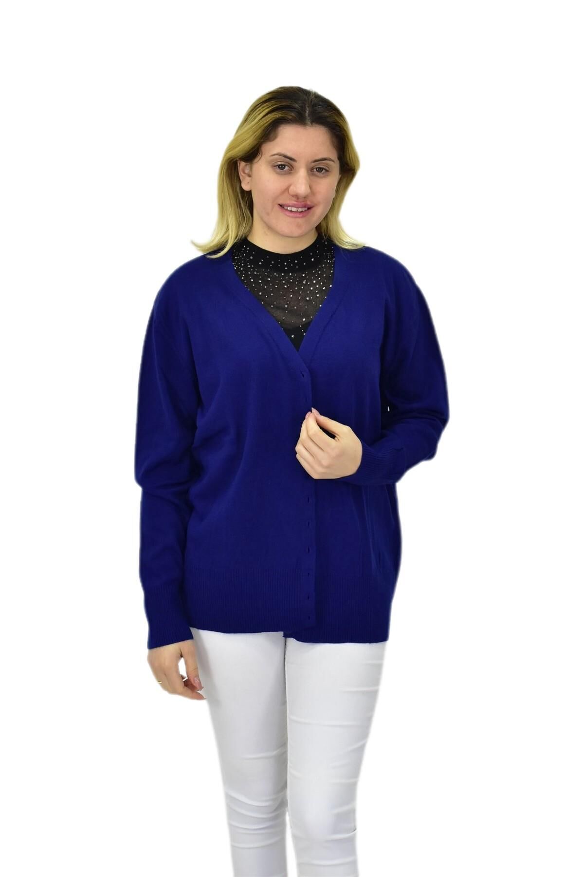 Kadın Triko Spor Hırka BGL-ST04087 LACİVERT - L