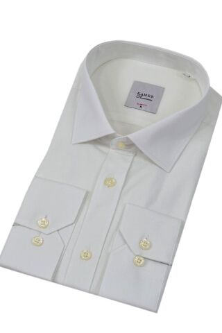 Erkek Slim Fitt Likralı Uzun Kol Kulplu Gömlek 2358 BGL-ST04384 BEYAZ - L