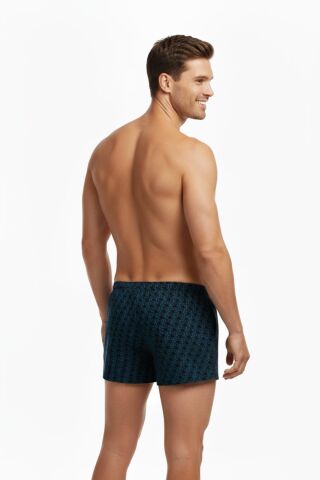 Erkek Penye Baskı Desenli Boxer  BGL-ST05011 TURKUAZ - 2XL