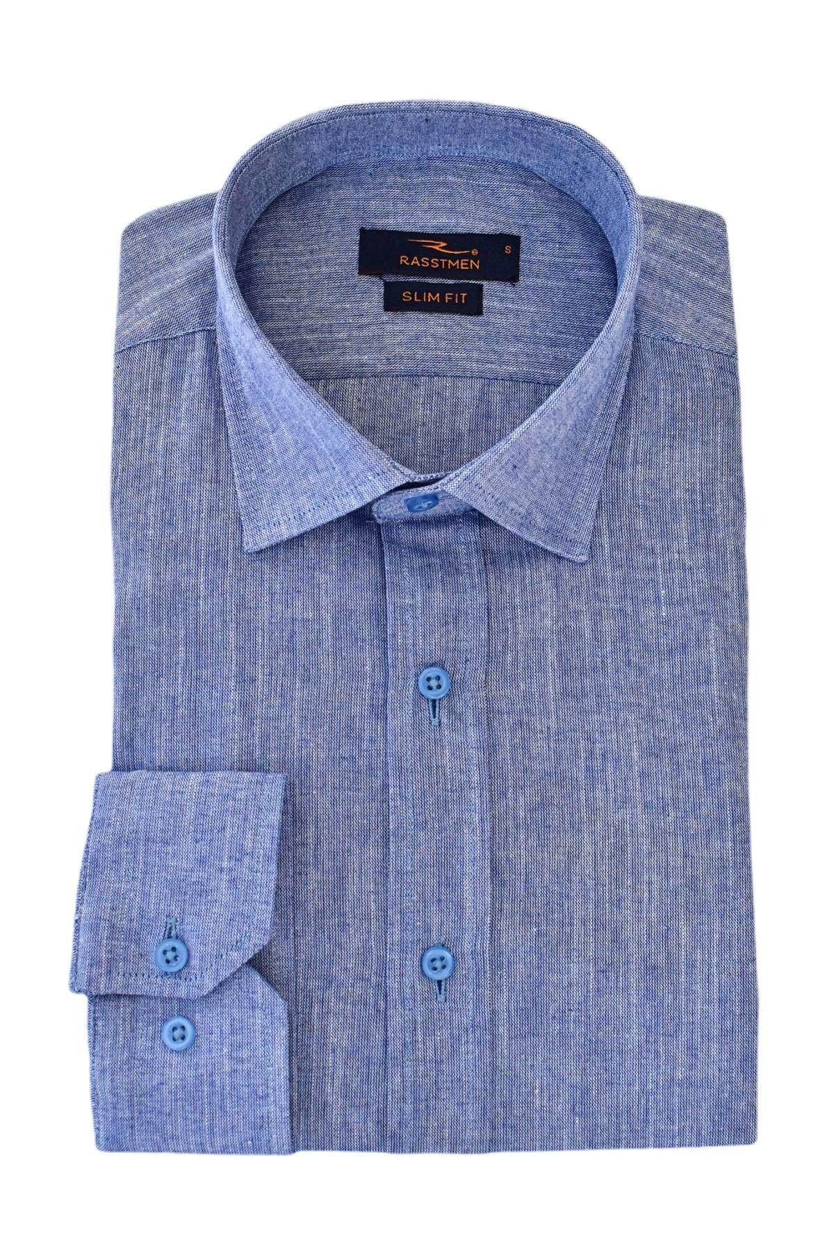 Erkek Uzun Kol Gömlek Silim Fit BGL-ST01908 LACİVERT - XS