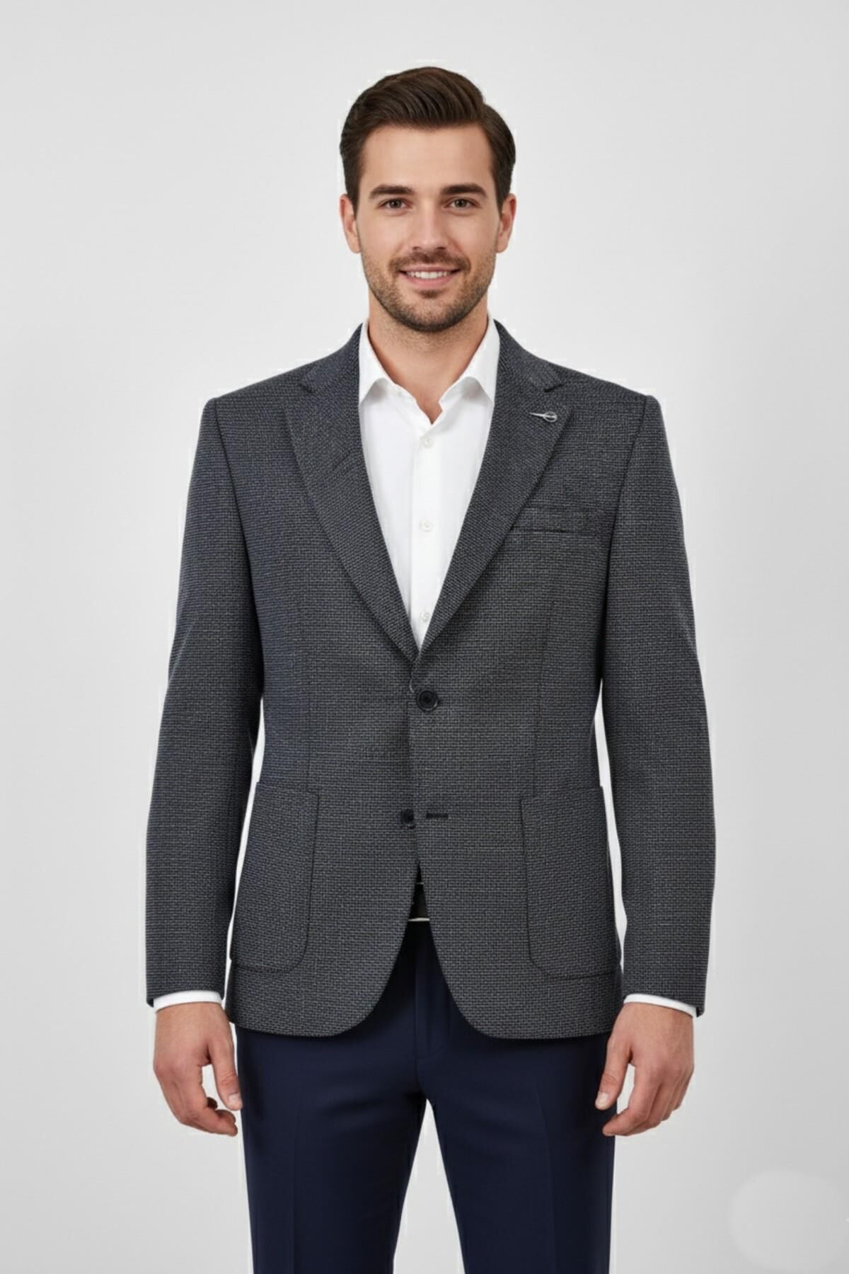 Erkek Tek Spor Ceket Çift Yırtmaçlı BGL-ST03983 K.GRİ - 48
