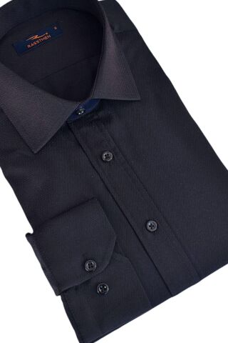 Erkek Uzun Kol Gömlek Silim Fit Armürlü BGL-ST01909 BUZ.MAVİ - M
