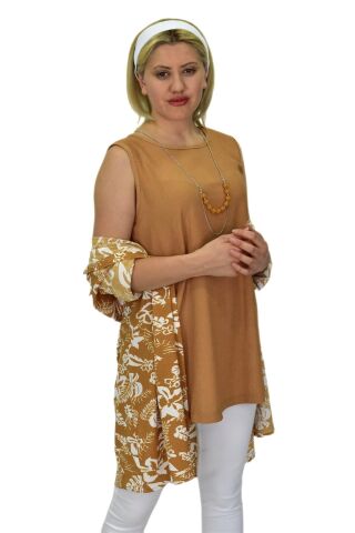 Kadın Bürümcük İkili Bluz BGL-ST03709 CAMEL - 46