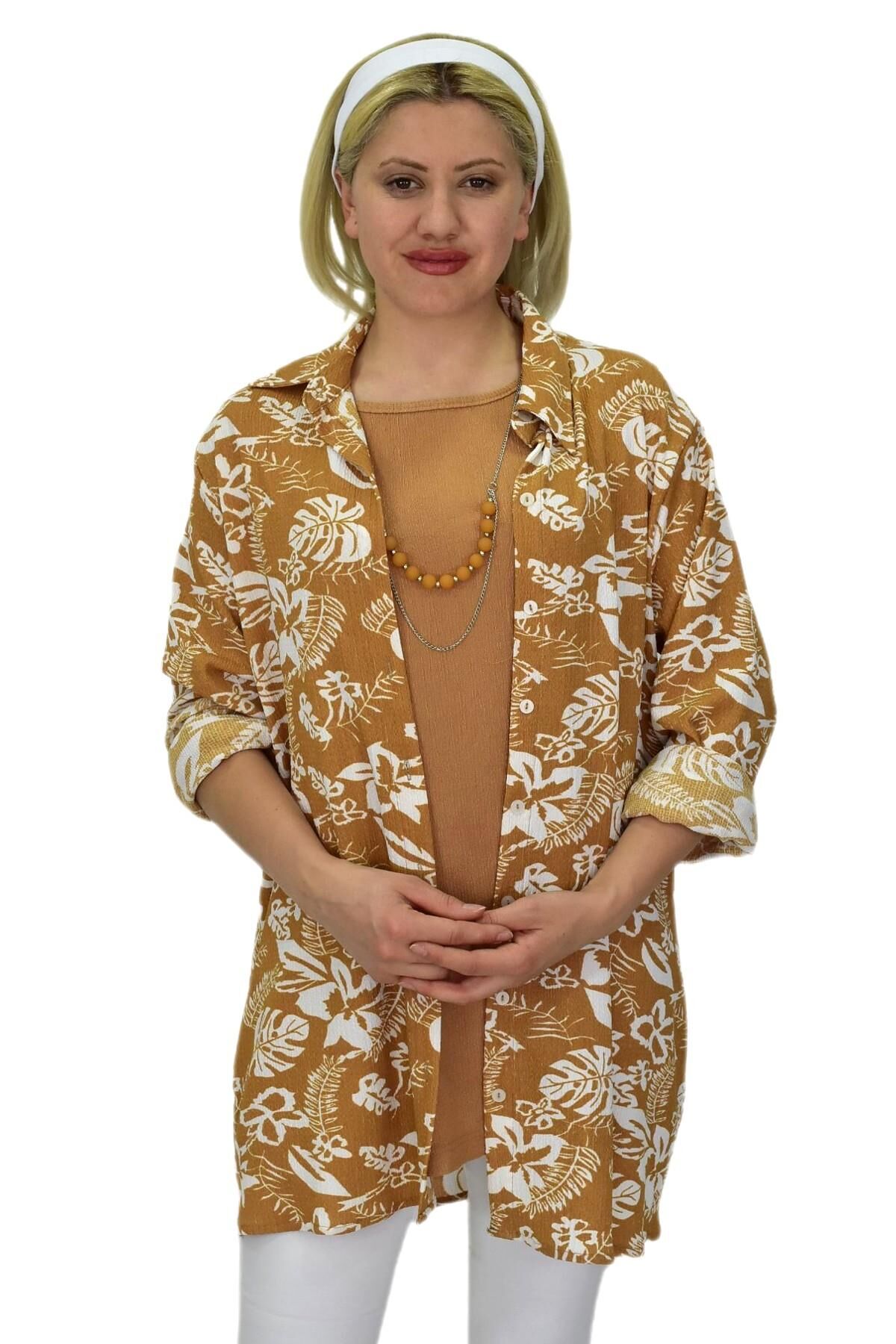 Kadın Bürümcük İkili Bluz BGL-ST03709 CAMEL - 48
