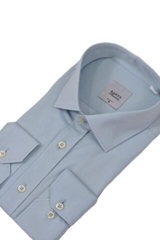 Erkek Slim Fitt Likralı Uzun Kol Kulplu Gömlek 2358 BGL-ST04384 GRİ - XL