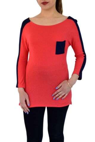 Kadın Kayık Yaka Turuva Kol Sweatshirt BRG-35341 NAR - S/M