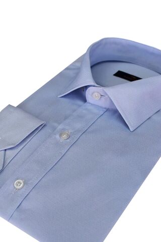 Erkek Uzun Kol Gömlek Silim Fit Armürlü BGL-ST01909 BUZ.MAVİ - S