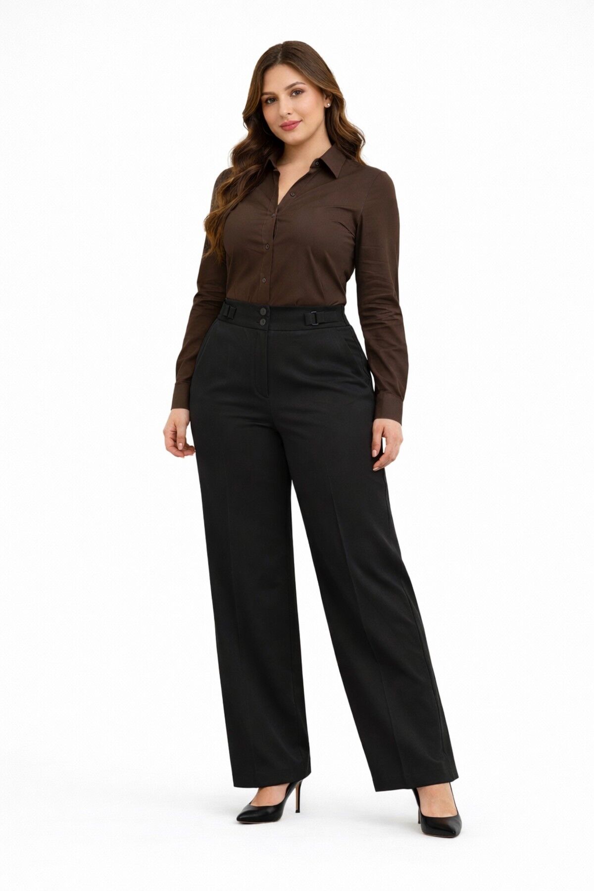 Kadın Boru Paça Kumaş Pantolon BGL-ST05386 SİYAH - 42