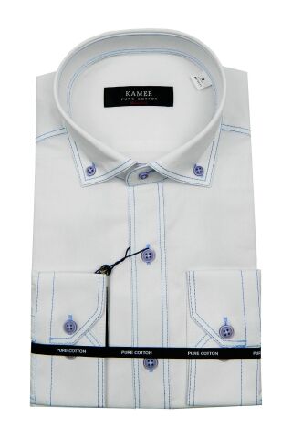 Erkek Slim Fit Gömlek 9258 009258 K.MAVİ - M