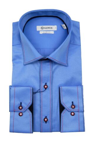 Erkek Slim Fit Gömlek 9258 009258 K.MAVİ - M