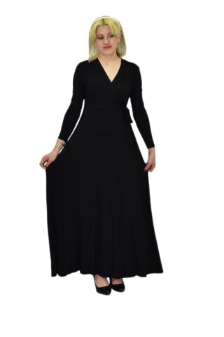 Kadın Viskon Siyah V Yaka Elbise BGL-ST03540