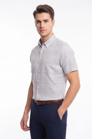 Erkek Büyük Beden Klasik Tek Cepli Kısa Kol Gömlek BGL-ST05605 BEJ - 5XL