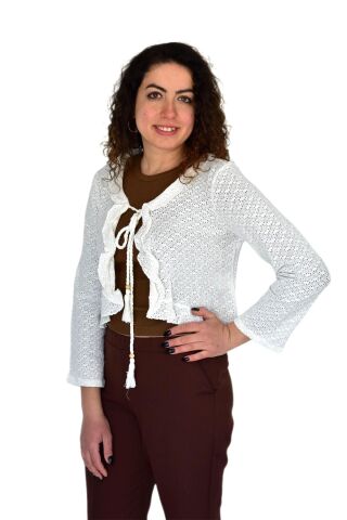 Kadın Yazlık Otantik File Bağcıklı Hırka BGL-ST04247