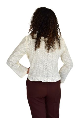 Kadın Yazlık Otantik File Bağcıklı Hırka BGL-ST04247 KREM - M