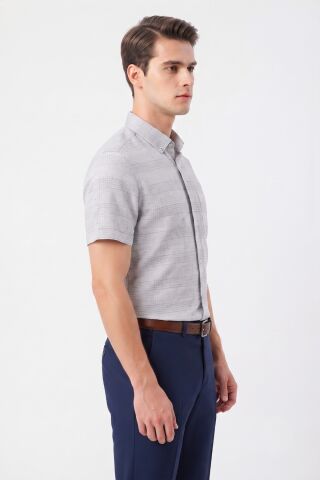 Erkek Büyük Beden Klasik Tek Cepli Kısa Kol Gömlek BGL-ST05605 BEJ - 4XL