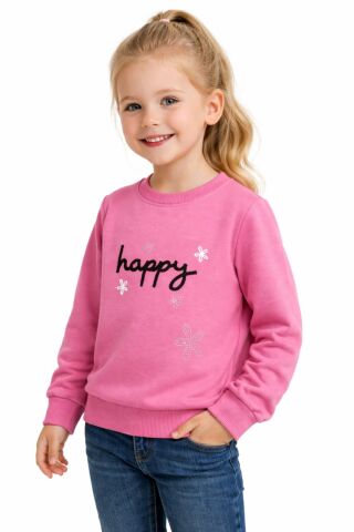Kız Çocuk Happy Sweatshirt BGL-ST05270 PEMBE - 7 YAŞ
