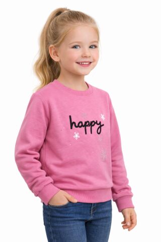 Kız Çocuk Happy Sweatshirt BGL-ST05270 PEMBE - 7 YAŞ