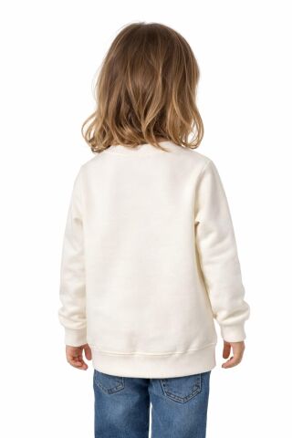 Kız Çocuk Happy Sweatshirt BGL-ST05270 EKRU - 5 Yaş