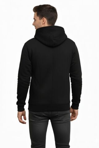 Erkek Büyük Beden Kapüşonlu Fermuarlı Sweatshirt 6549 BGL-ST05012 SİYAH - 3XL