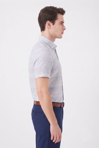 Erkek Büyük Beden Klasik Tek Cepli Kısa Kol Gömlek BGL-ST05605 GRİ - 4XL