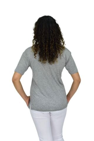 Kadın Yarım Kol V Yaka Likralı Tişöt  BGL-ST04651 GRİ - M
