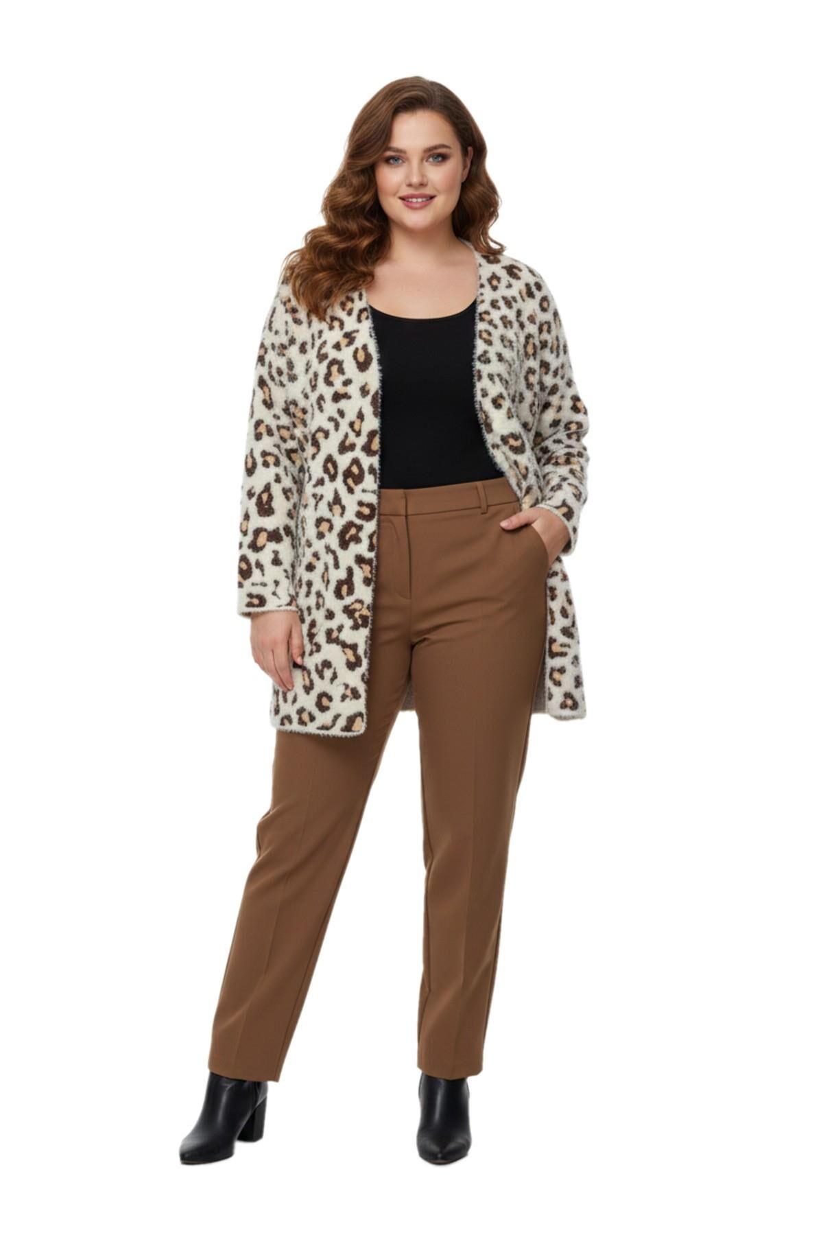 Kadın Yumoş Triko Hırka BGL-ST04091 EKRU - L/XL