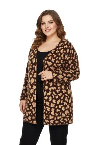 Kadın Yumoş Triko Hırka BGL-ST04091 KAHVE - L/XL