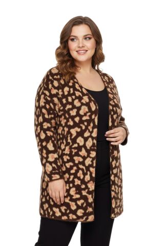 Kadın Yumoş Triko Hırka BGL-ST04091 KAHVE - L/XL