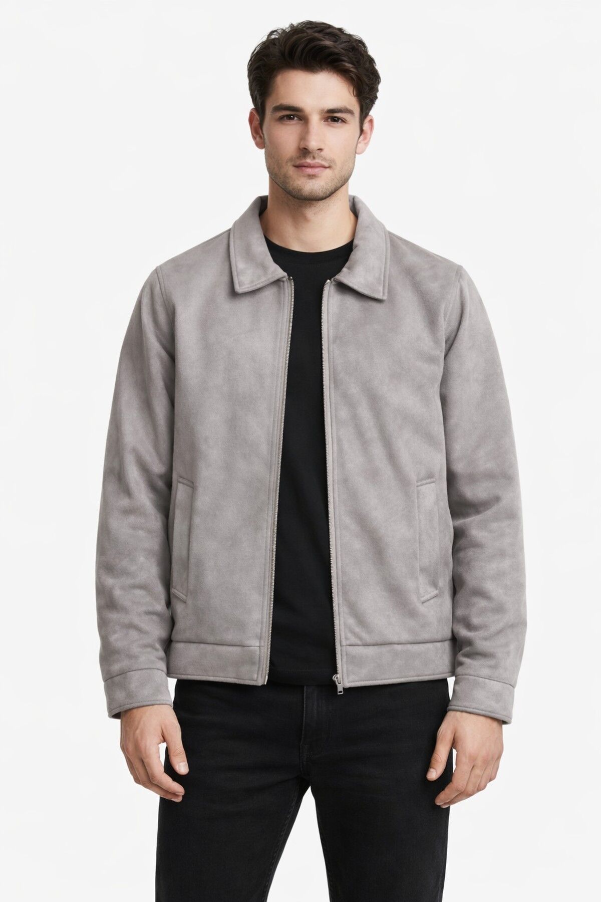 Erkek Siyah Regular Fit Mevsimlik Süet Spor Mont BGL-ST05013