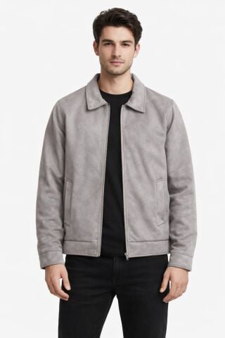 Erkek Siyah Regular Fit Mevsimlik Süet Spor Mont BGL-ST05013