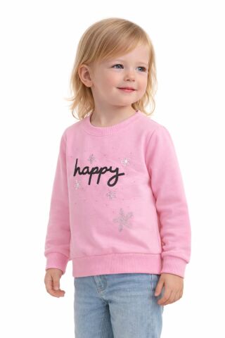 Kız Çocuk Happy Sweatshirt BGL-ST05270 PEMBE - 5 Yaş