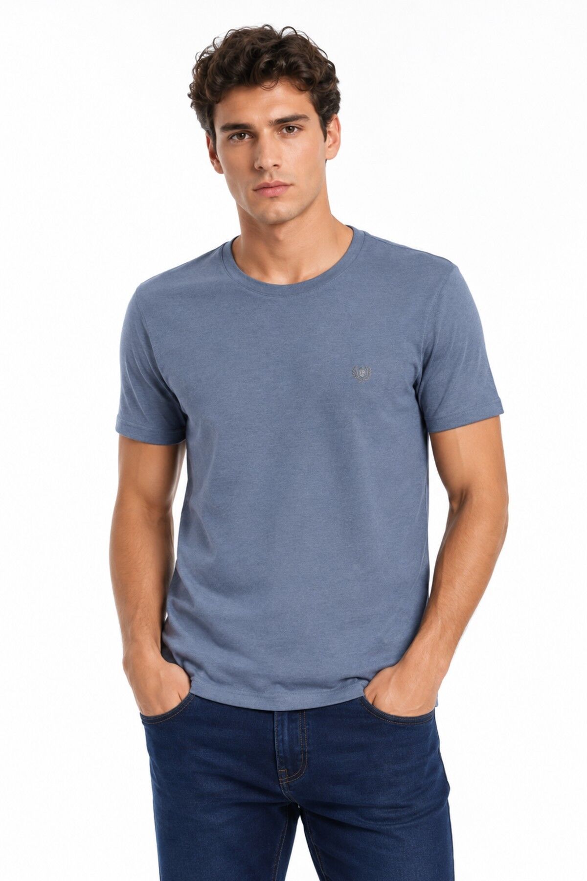 Erkek Sıfıryaka Regular Kalıp Tişört BGL-ST05572 İNDİGO - XL