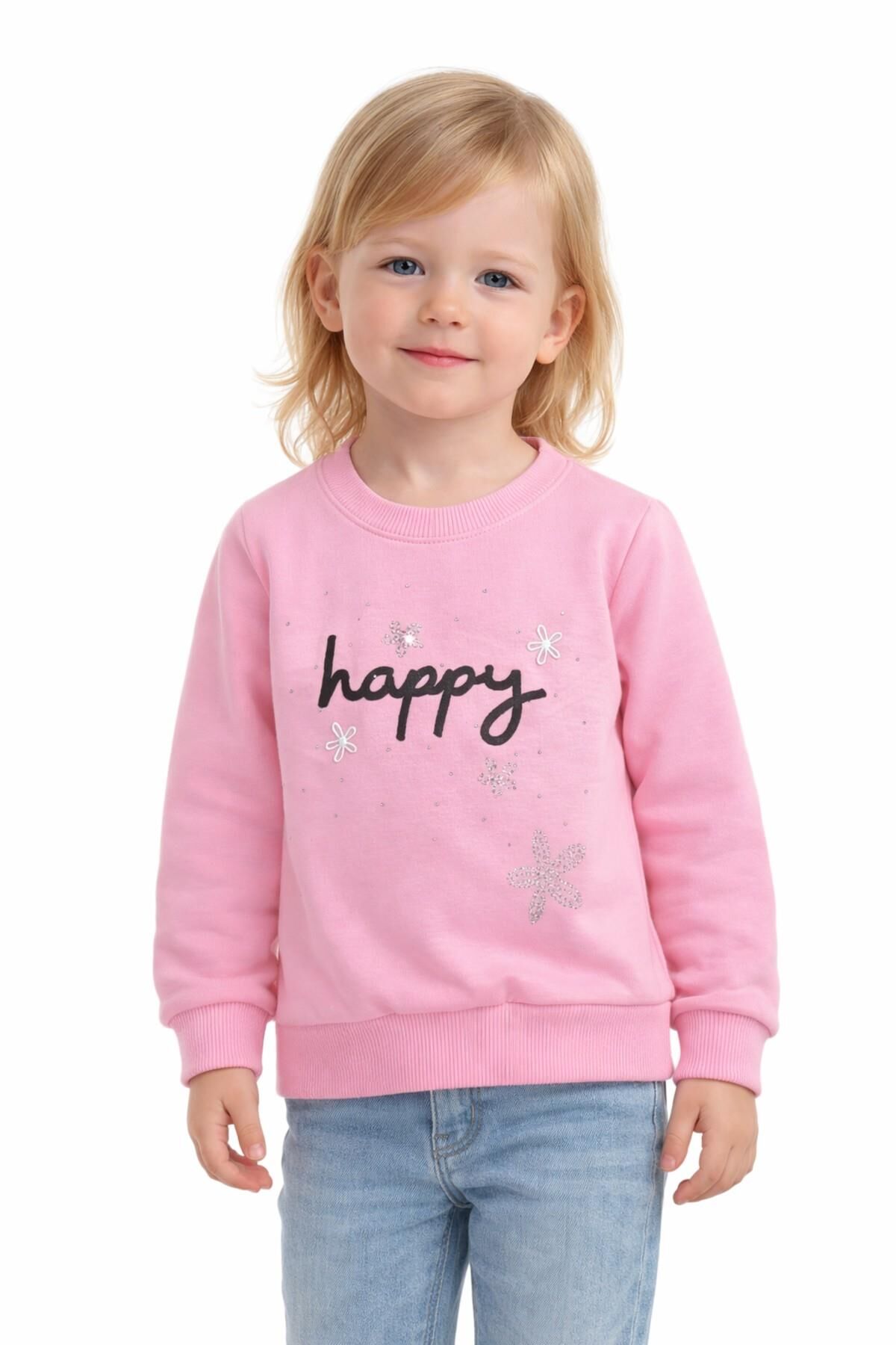 Kız Çocuk Happy Sweatshirt BGL-ST05270 PEMBE - 6 YAŞ