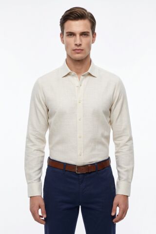 Erkek Klasik Tek Cepli Uzun Kol Gömlek 4050 BGL-ST05498 TAŞ - XL