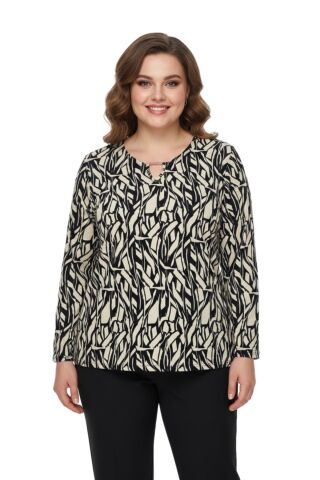 Kadın V Yaka Modelli Baskılı Bluz BGL-ST05102