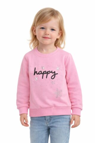 Kız Çocuk Happy Sweatshirt BGL-ST05270 PEMBE - 7 YAŞ