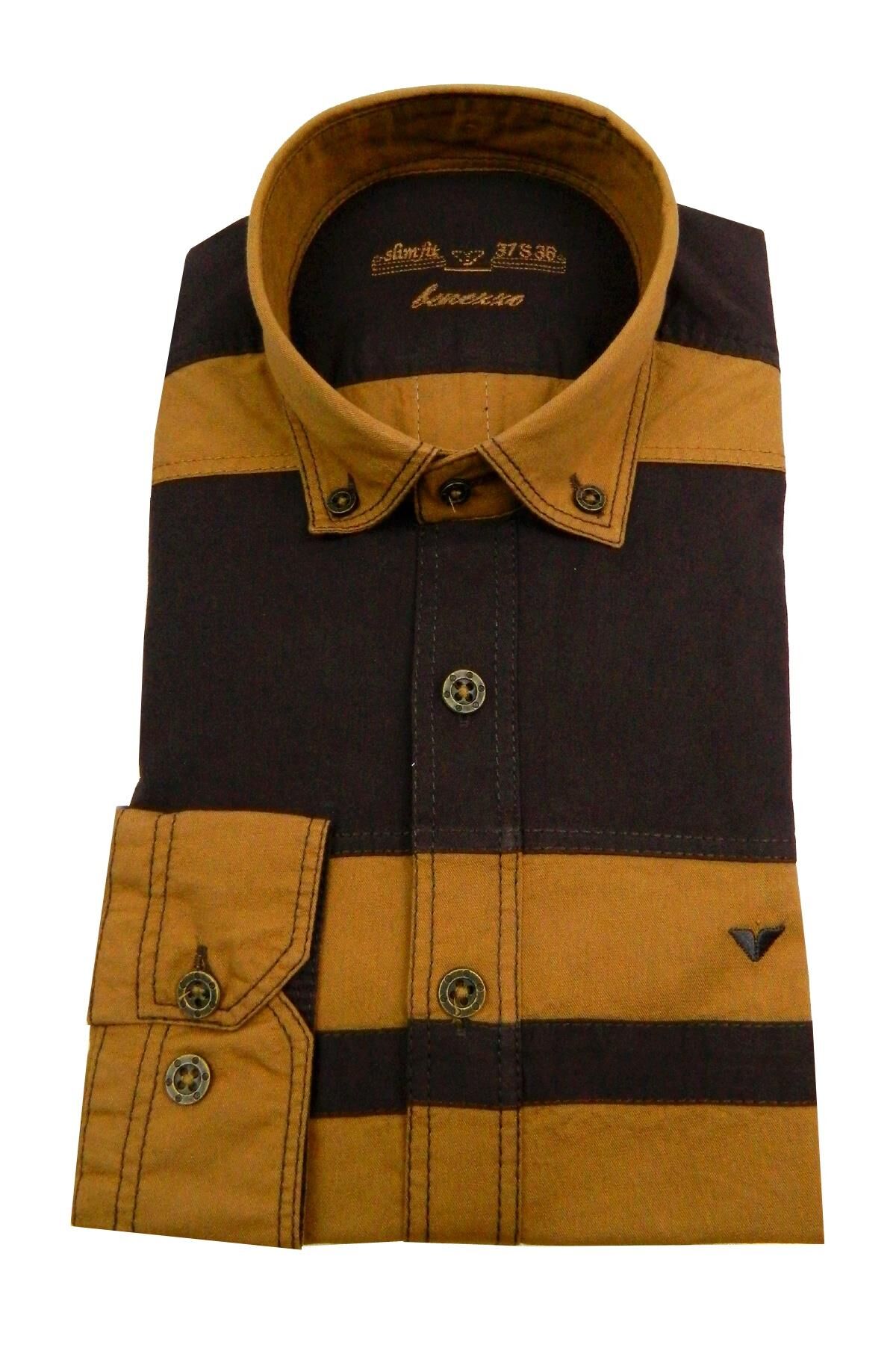 Erkek Slim Fit Gömlek 59168 TABA - S