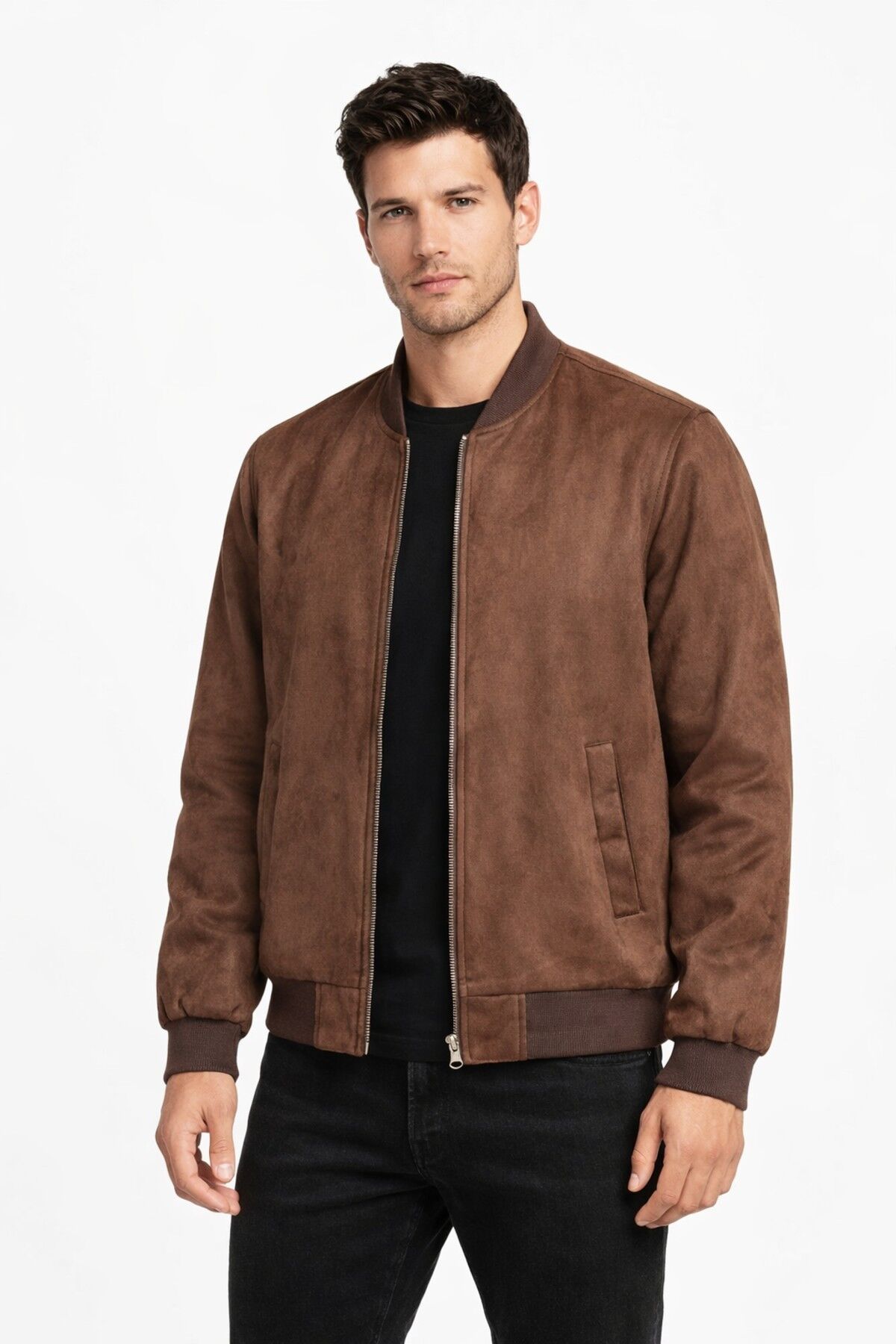 Erkek Regular Fit Mevsimlik Hakim Yaka Süet Spor Mont BGL-ST05014