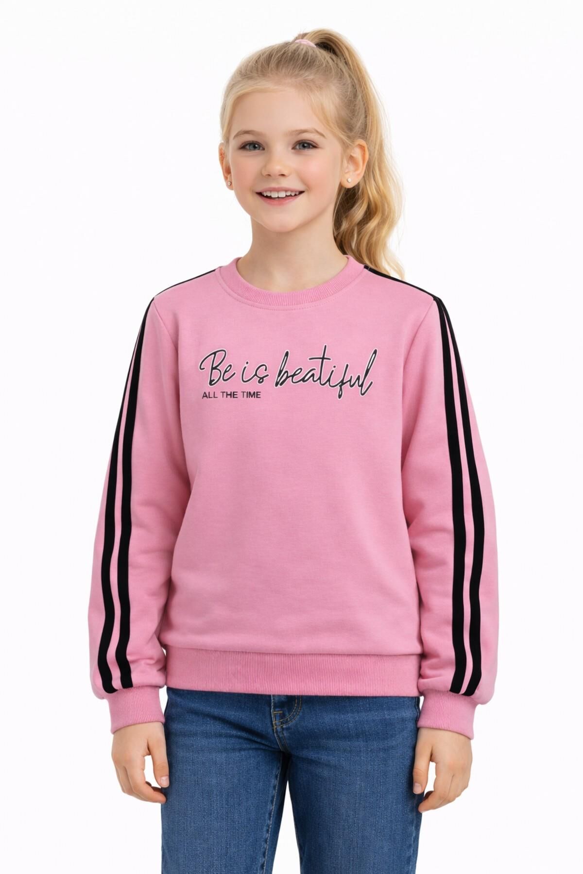 Kız Çocuk Kol Şeritli Sweatshirt BGL-ST05269