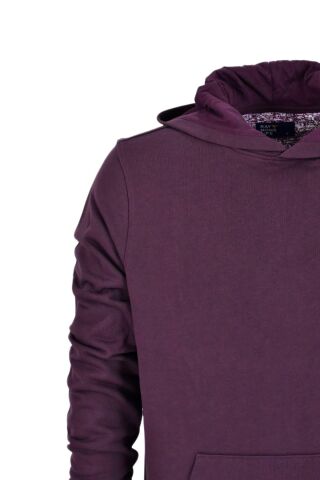 Erkek Kapüşonlu Basic Sweatshirt R2248 BGL-ST03192 MÜRDÜM - M