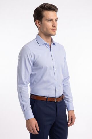 Erkek Slim Fitt Uzun Kol Armürlü Likralı Gömlek 2455 BGL-ST05602 GRİ - L