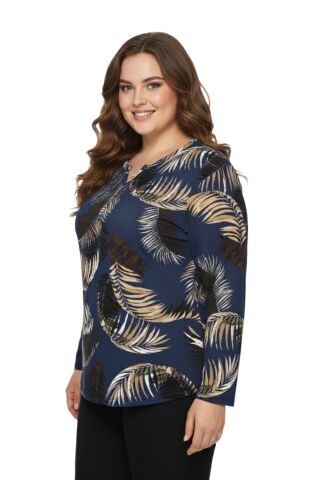 Kadın V Yaka Baskılı 2 Düğmeli Bluz BGL-ST05097