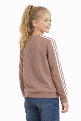 Kız Çocuk Kol Şeritli Sweatshirt BGL-ST05269 BEJ - 9 YAŞ