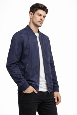 Erkek Regular Fit Mevsimlik Hakim Yaka Süet Spor Mont BGL-ST05014 LACİVERT - 2XL