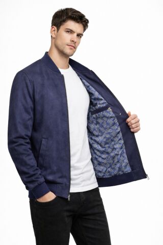 Erkek Regular Fit Mevsimlik Hakim Yaka Süet Spor Mont BGL-ST05014 LACİVERT - 2XL