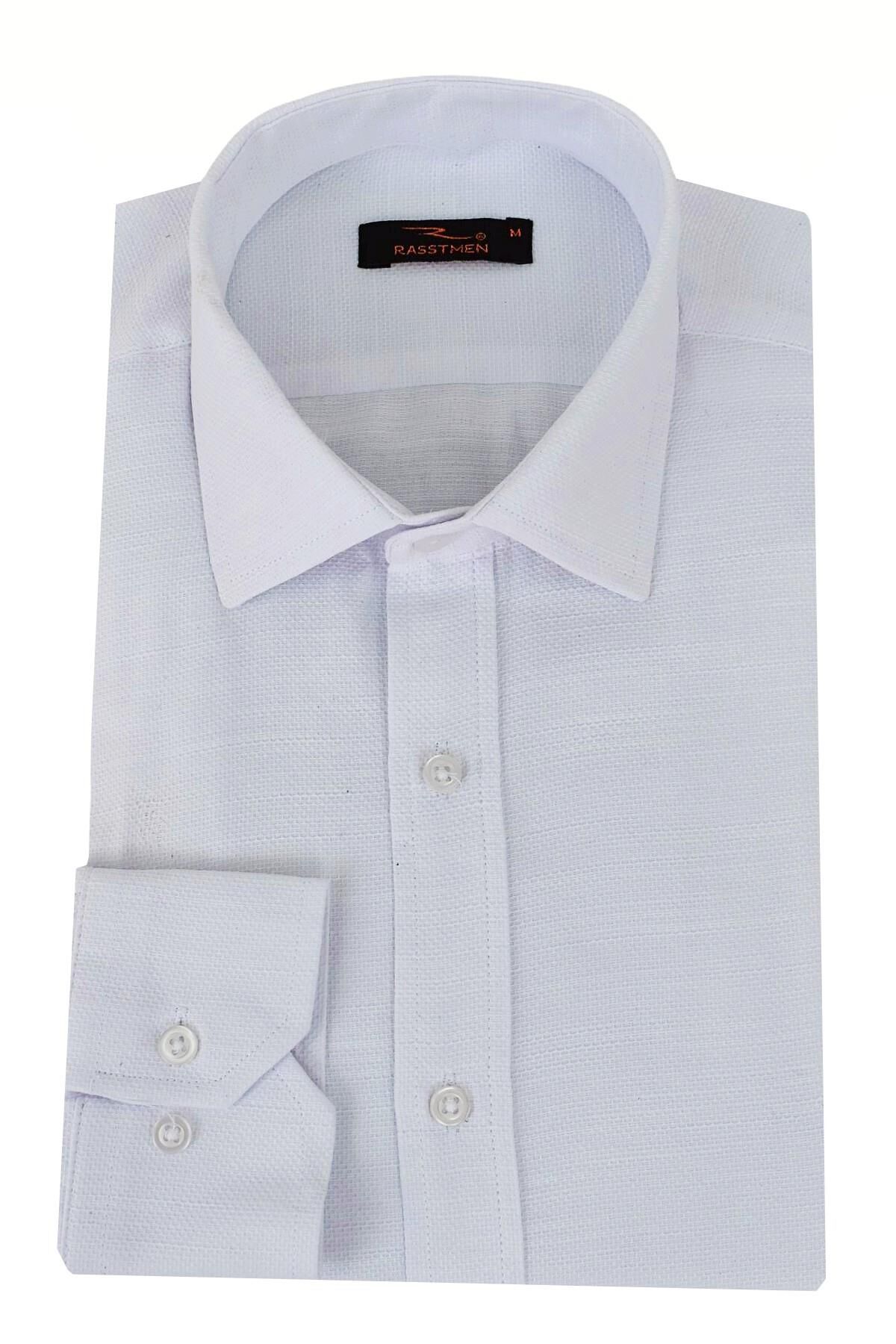 Erkek Silim Fit Petek Dokulu Gömlek BGL-ST02769 BEYAZ - 2XL