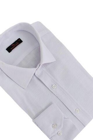 Erkek Silim Fit Petek Dokulu Gömlek BGL-ST02769 BEYAZ - 2XL