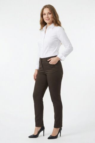 Kadın Kanvas Pantolon Kemer Lastikli Düğmeli BGL-ST05382