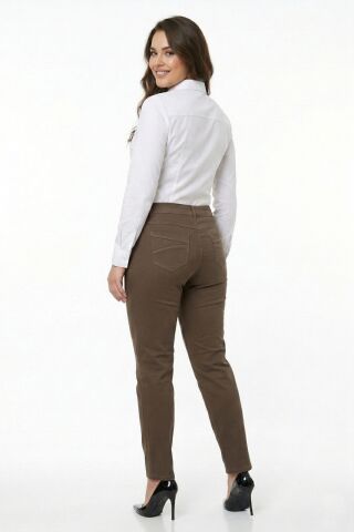 Kadın Kanvas Pantolon Kemer Lastikli Düğmeli BGL-ST05382