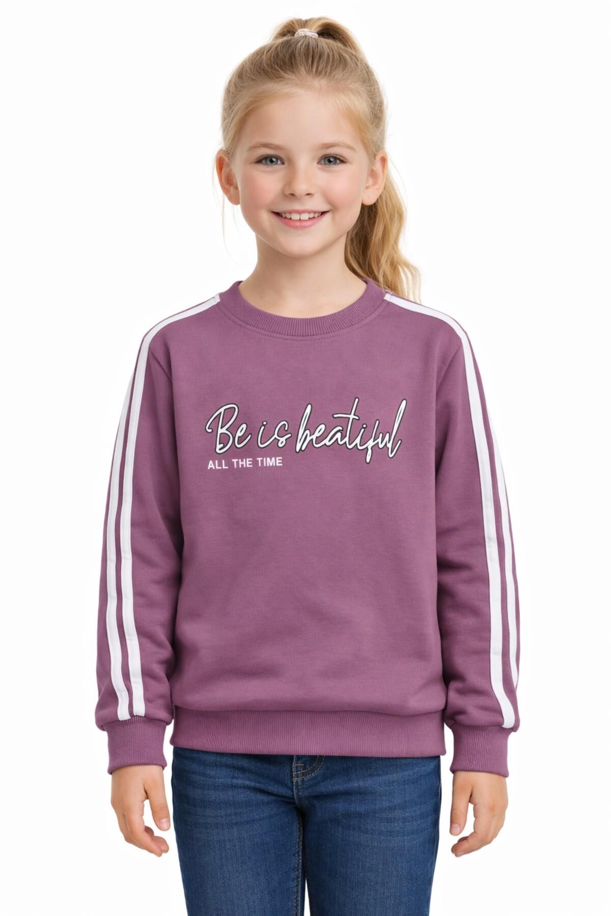 Kız Çocuk Kol Şeritli Sweatshirt BGL-ST05269 G.KURUSU - 9 YAŞ
